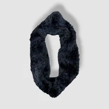 Pologeorgis Women's Blue Black Rabbit Fur Infinity Scarf