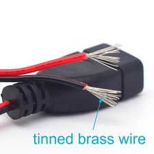 5Pcs USB Female 2 Pin Bare Wire Pigtail Power Cable 1FT 20AWG 5V 5A