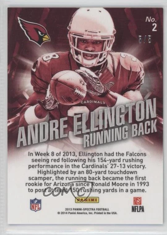 2013 Panini Spectra Rookie Revolution Green /5 Andre Ellington #2 RC - Image 2 of 2