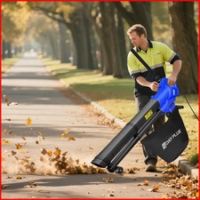 Leaf Blower Vacuum Mulcher 3 In 1 Electric Garden Sucker Shoulder Strap Wheels