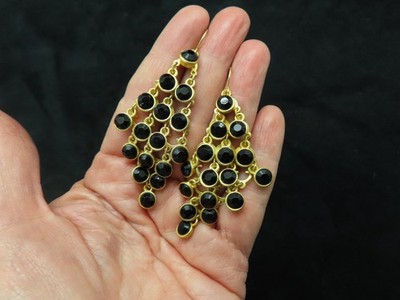 Vintage CHARTER CLUB Gold Tone Rhinestone Dangle Drape Pierced Earrings