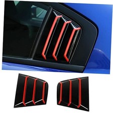 Rear Side Window Louvers Compatible with Dodge Glossy Black with Red Trim
