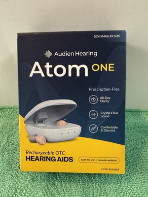 NEW Audien Atom One OTC Hearing Aids  Wireless, Rechargeable, Beige