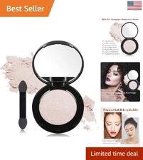 Elegant Champagne Shimmer Eyeshadow with Built-In Mirror for Effortless Looks