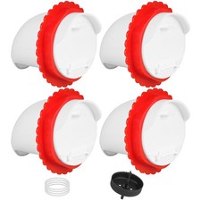 HXIAOBANN 4Pcs Chicken Feeder Port, 3rd Gen Automatic 4PCS, White,Red