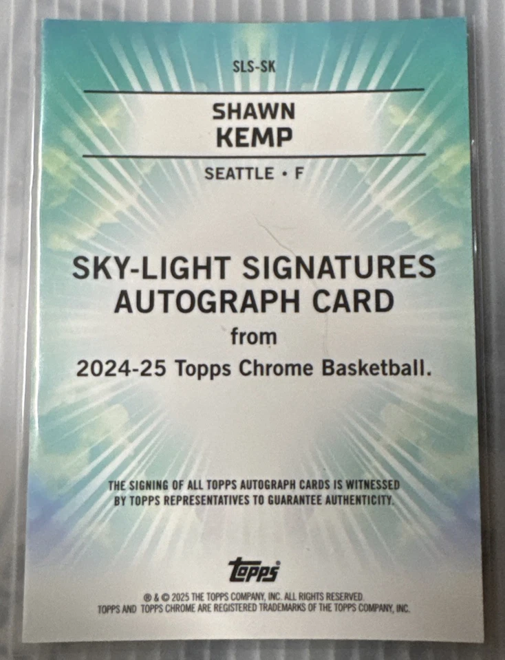 Shawn Kemp 24-25 Topps Chrome Sky Light Shawn Kemp AUTO SLS-SK - Image 2 of 3