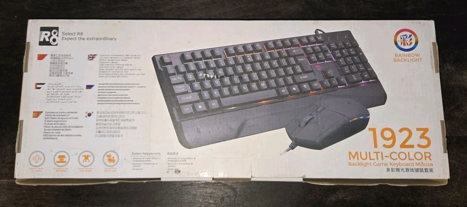 Rainbow LED Gaming Keyboard & Mouse Set Multicolor Changing Backlight Mouse Mice - Image 2 of 2