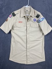 Boy Scout Of America BSA Uniform VENTED Tan Shirt Mens Size M