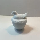 This Is A Vintage Avon Milk Glass Bird On Nest Dish ￼ Or Dove On A Nest.