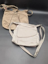Pair of 2 Travelon Crossbody Travel Bag Purse 2014 2015 Silver and Olive RFID