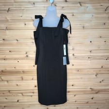 Eliza J Black Cold Shoulder Tie Strap Sheath Dress Womens 4 EJ8M8167 NEW