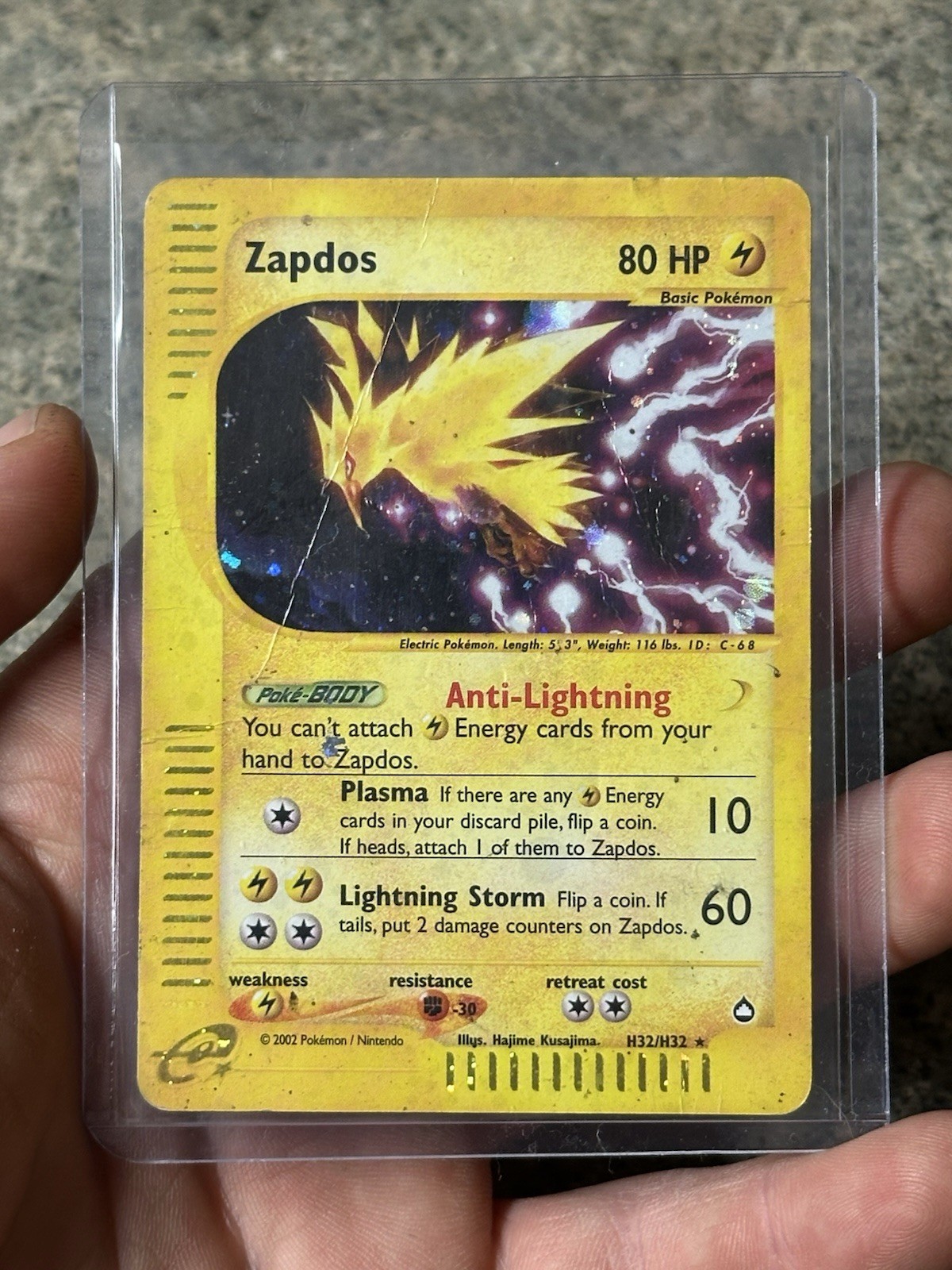 ZAPDOS 2003 POKEMON E-CARD AQUAPOLIS RARE HOLO H32/H32 Damaged PSA 1 Worthy