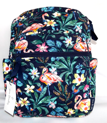 VERA BRADLEY Small Backpack - Pink Flamingo Garden - Navy 