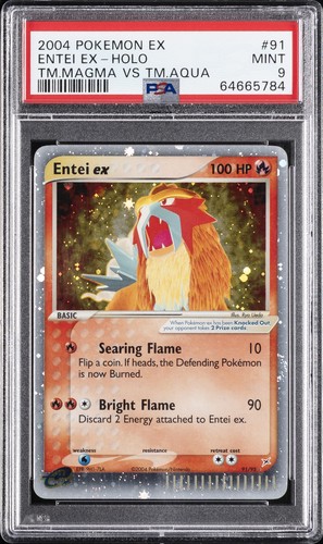 2004 POKEMON EX TEAM MAGMA VS TEAM AQUA #91 ENTEI EX-HOLO PSA 9