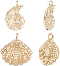 12Pcs 2 Styles Conch Shell Charms 18K Gold Plated Metal Summer Ocean See Theme S