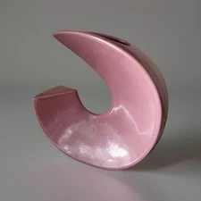 Vintage Ikebana  TOYO Style Vase Dusty Rose MCM  Space Age Atomic Wave Design