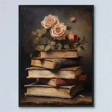 Dark Academia Canvas Wall Art Gothic Floral Book Poster Unframed Print