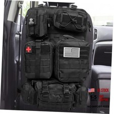 Black Tactical Seat Back Organizer with 5 Detachable Molle Pouchs