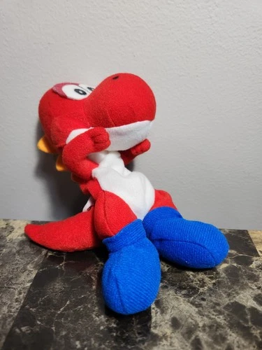 Vintage 1997 BD&A Nintendo Super Mario 64 Red Yoshi Bean Bag Plush Doll
