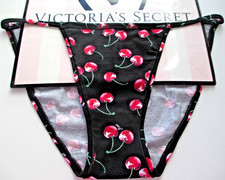 VICTORIA'S SECRET PINK Cotton String Bikini Panty VS Black Cherries S M L XL NWT