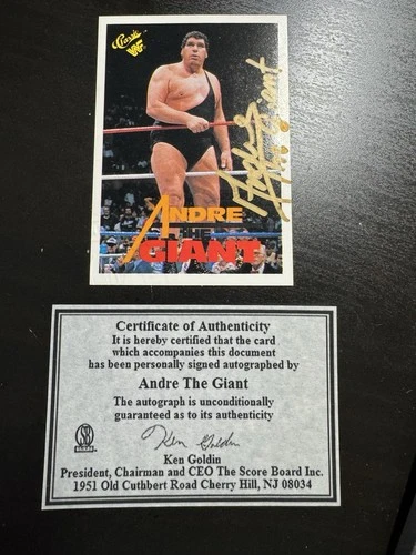 1990 Titan Sports Classic WWF WWE Andre The Giant Card #130 Signed Auto