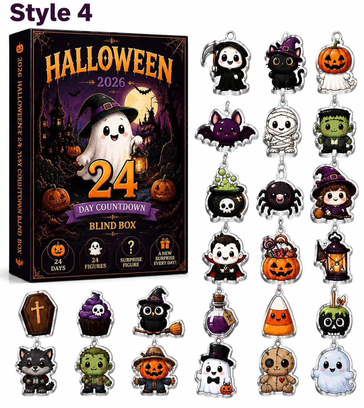 Halloween Ghost Advent Calendar 24-Day Halloween Countdown Calendar W/ 2D Ghost