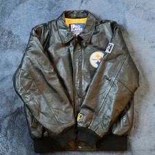Steelers NFL Leather Jacket Pro Player Made in USA Has Smell-read description
