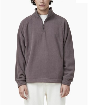Cotton On Mens Quarter Zip Polar Fleece Sweatshirt Washed