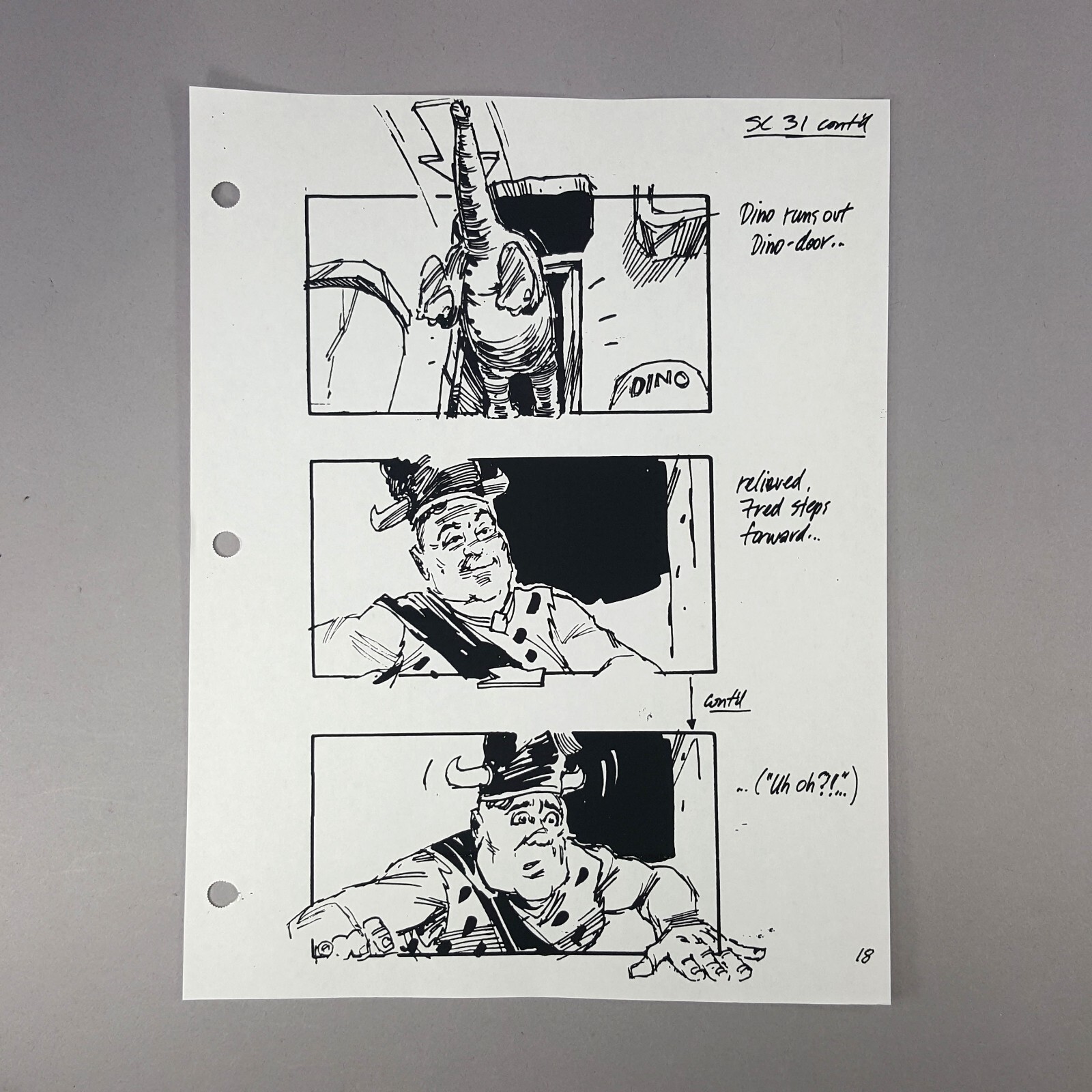 Image 2 of The Flintstones (1994 Film) Production Used Storyboard, Dino Charges Fred 1, COA