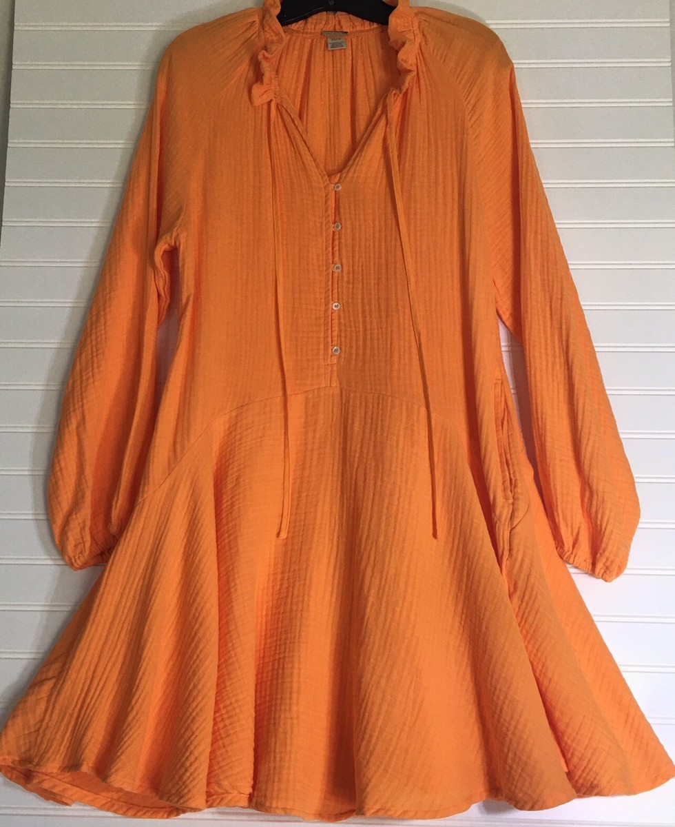 magaschoni orange dress Magaschoni | Dresses | Magaschoni Organic Cotton Gauze Midi Dress In Orange Womens Size Medium New