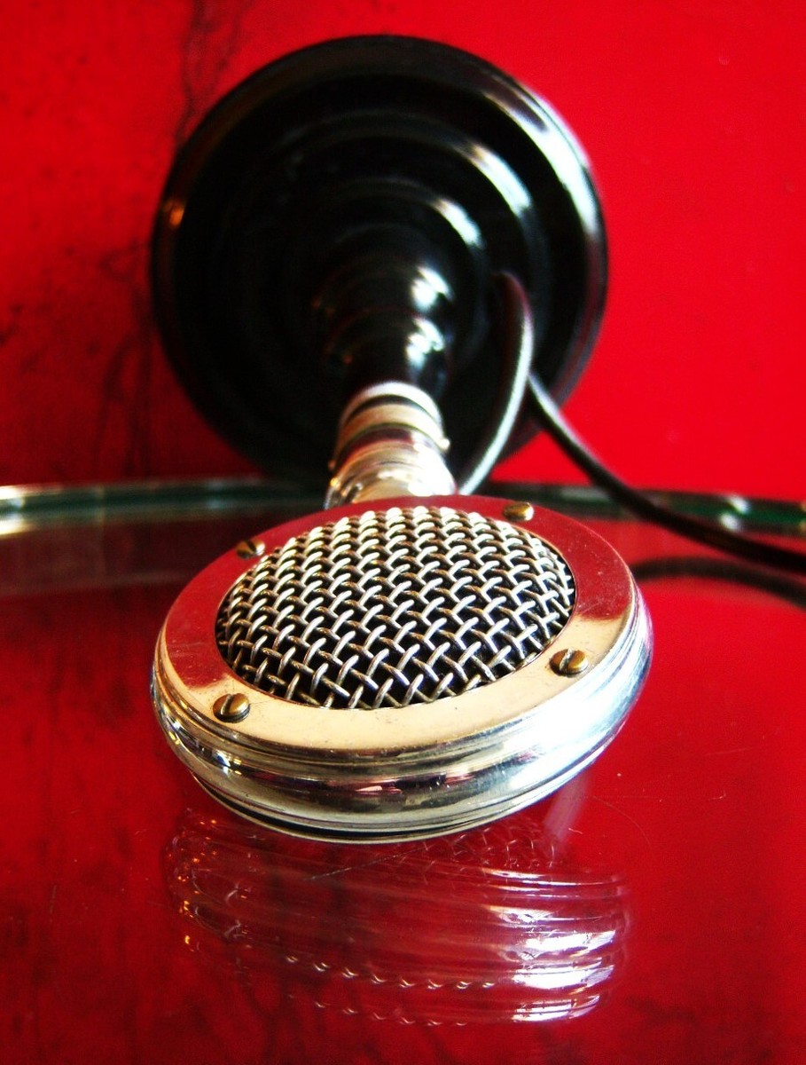 Vintage RARE 1930's Astatic D-2 crystal microphone w deco stand