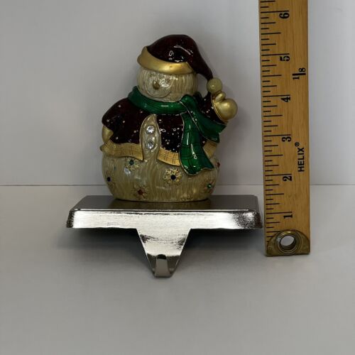 Colorful Snowman metal weighted christmas stocking holder home decor - Picture 9 of 10