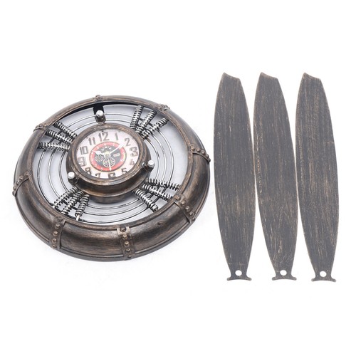 Iron Metal Airplane Propeller Aviation Clock Art Wall Clock Decor Antique - Picture 12 of 12