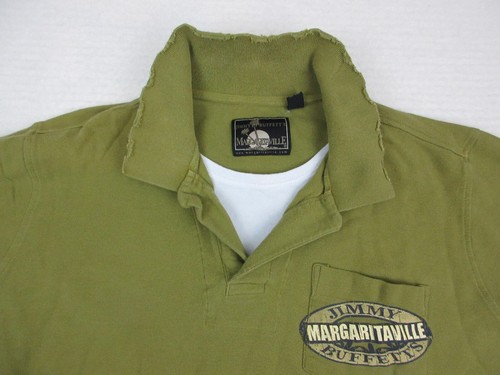 Jimmy Buffett Margaritaville Polo Shirt Mens Sz L Green Tiki Distressed - Picture 9 of 17