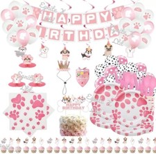 Dog Puppy Party Supplies Tableware Plates Cups Birthday Paw Decorations Balloons