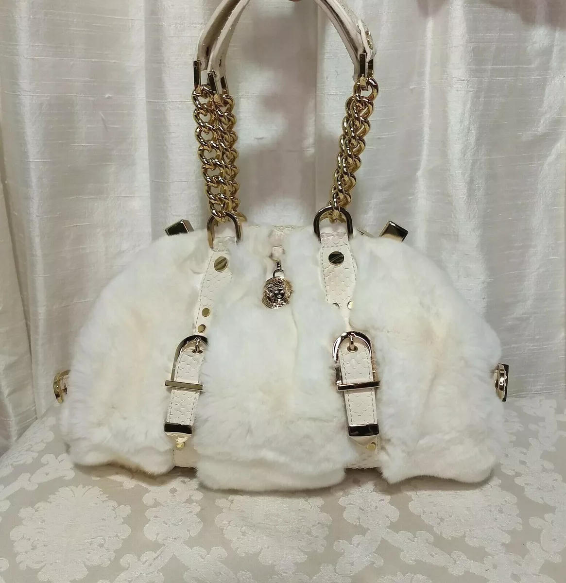 Gianni Versace Fur Purse Medusa Gold Hardware Limited Collectors Edition