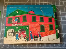 Used wood puzzle Vintage Firehouse Fireman Inside Outside Pole Firetruck Friend