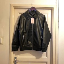 Missguided Ladies Black Faux Leather Coach Jacket Size 12 New