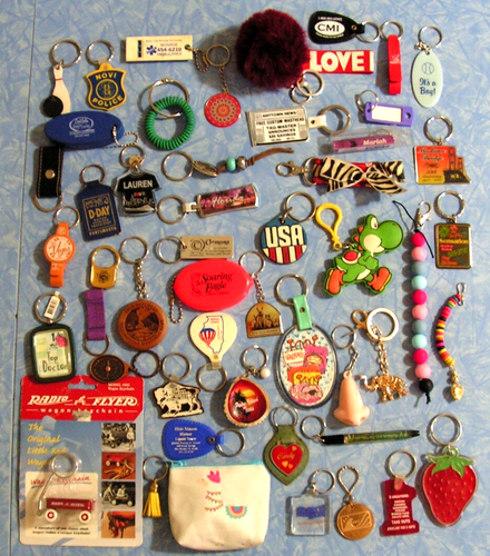 Large Lot of 49 Different Vintage to New Keychains Huge Key Ring ...