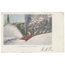 Bucking Snow In The Rockies Train  c1906 Postcard Frank Thayer Fort Collins Co