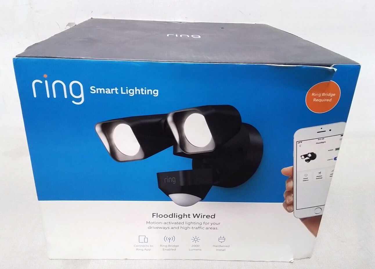 Ring Smart Lighting Wired Floodlight Black - New In Box-image