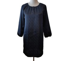 J Crew Factory Womens Navy Blue Satin Paisley Keyhole Modest Shift Dress 2