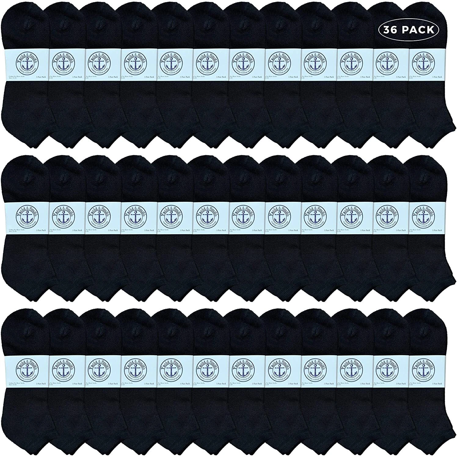 36 PK of Men's King Size No Show Ankle Socks Size 13-16 Black - Big And Tall
Opens in a new window o