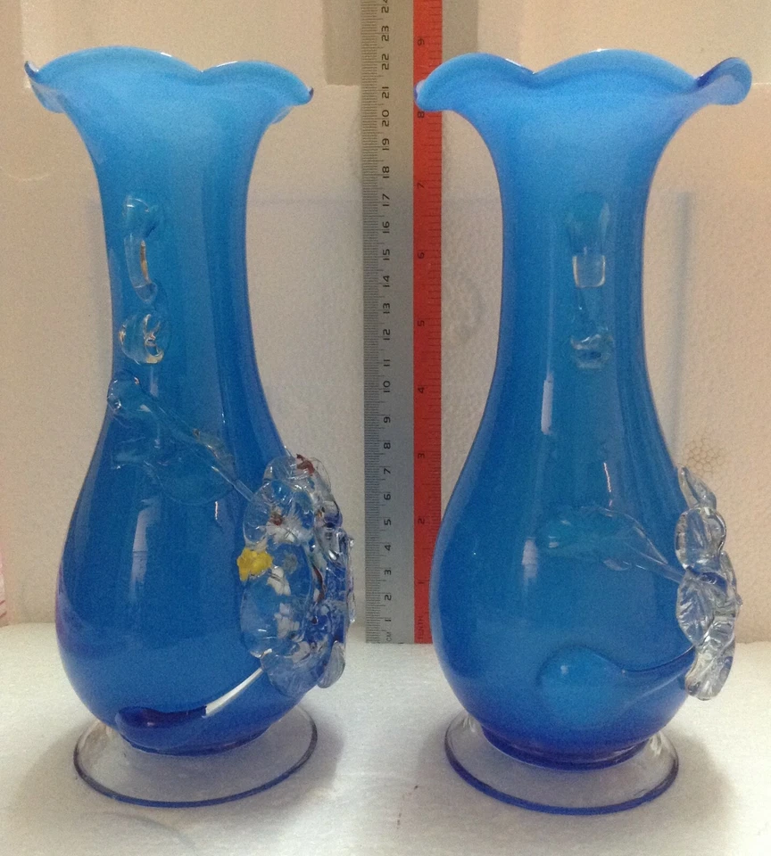 VINTAGE MURANO Art Glass Light Blue Vase x 2 pcs - Image 4 of 4