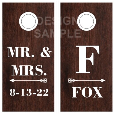 Mr. Mrs Arrow Wood LAMINATED Cornhole Wrap Bag Toss Skin Decal Sticker