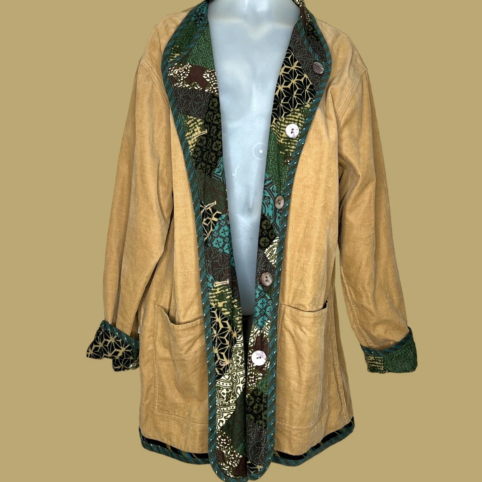 Chaqueta Blazer De Colección KOOS Mujer Marrón Botón Pana Leñosa GRANDE Foto 2 de 4