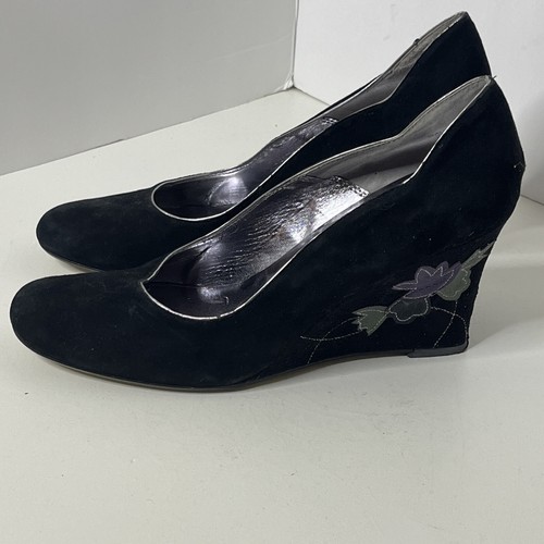 Sam and Libby shoes woman’s SUEDE LEATHER WEDGE HEEL SIZE 10 M FLOWERS - Picture 7 of 19