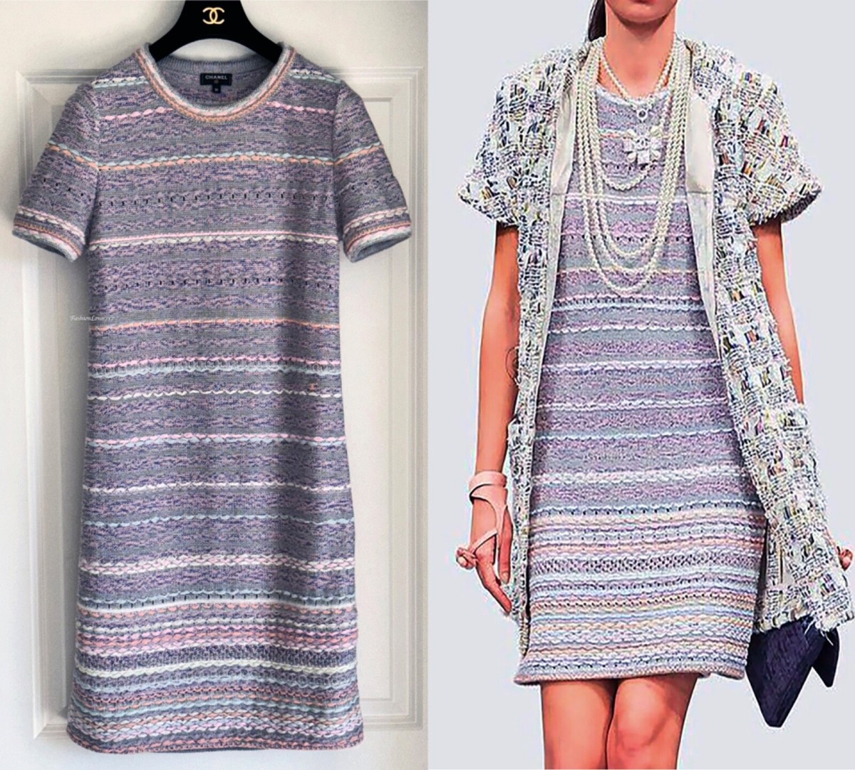 CHANEL 18P PURPLE PINK MULTICOLOR SHORT SLEEVE SILK CASHMERE CHANEL 18P PURPLE PINK MULTICOLOR SHORT SLEEVE SILK CASHMERE