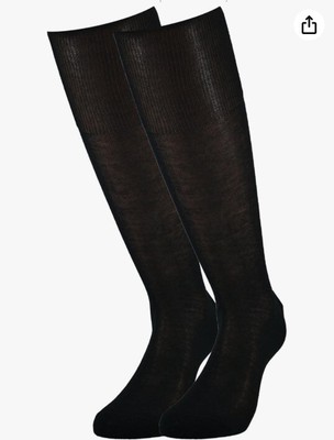 Fountain Socks   6 Paar Herren Lange Socken aus 100% Baumwolle Lisle Garn, BLACK