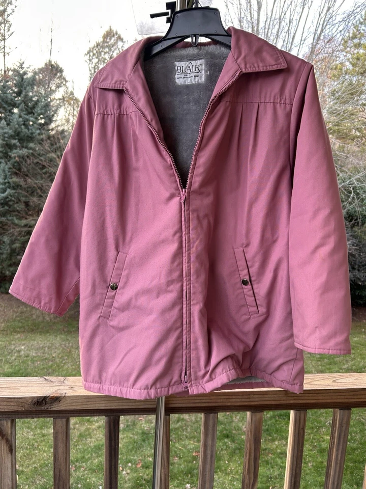 Blair Fur Lined Canvas Pink Chore Barn Jacket Coat Pockets Zip Up Faux Wmn Med. - Image 3 of 4